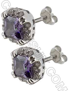 Amethyst (Square) Earrings