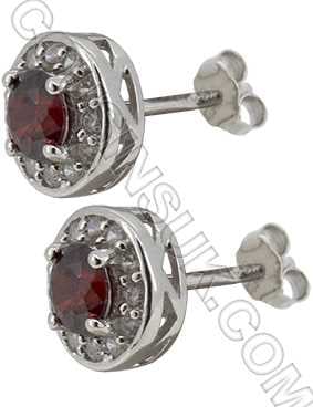 Garnet (Round) Earrings