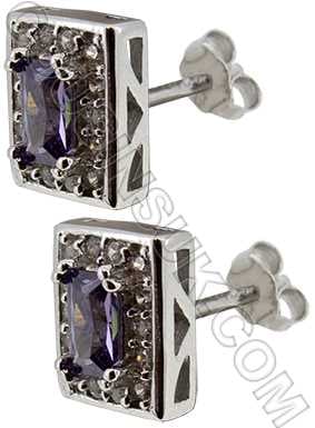 Amethyst (Rectangle) Earrings