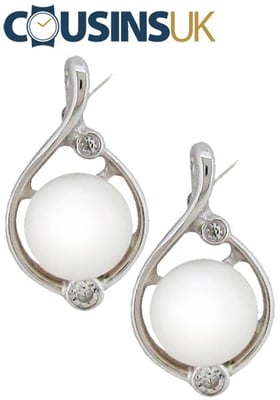 Pearl Earrings with Silver Fixings & C.Z's