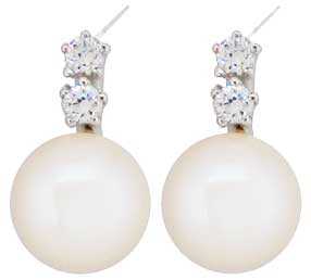 Ø6.30mm Cultured Pearl with CZ Earrings