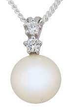 Cultured Pearl with CZ Pendant