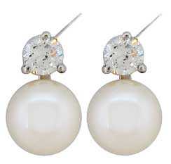 Ø7.80mm Cultured Pearl with CZ Earrings