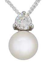 Cultured Pearl with CZ Pendant