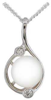 Cultured Pearl with CZ Pendant