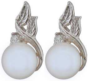 Ø7.45mm Cultured Pearl with CZ Earrings