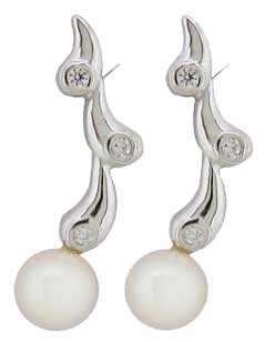 Ø5.90mm Cultured Pearl with CZ Earrings