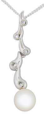 Cultured Pearl with CZ Pendant