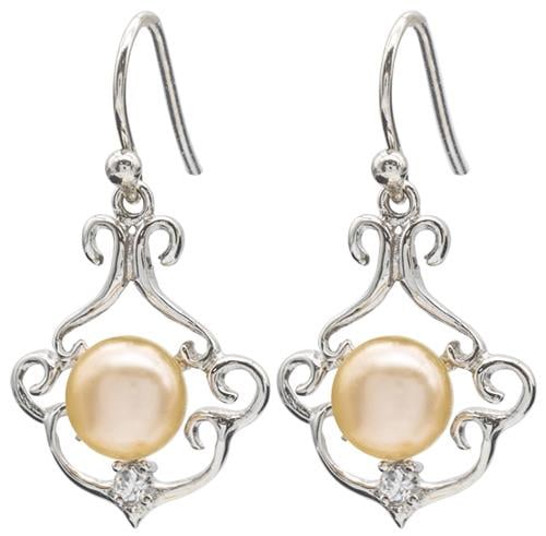 Ø7.40mm Cultured Pearl (Pink) with CZ Earrings