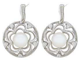 Ø6.00mm Cultured Pearl with CZ Earrings