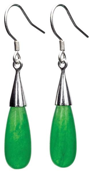 Tear Drop Jade (Silver) Earrings (30mm)