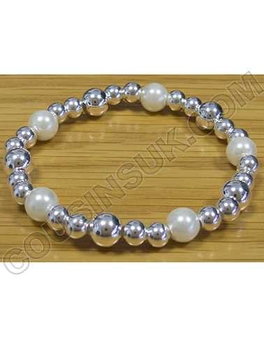 Ø8mm Faux Pearl (x5) & Silver (x5) & Silver (x20 6mm)