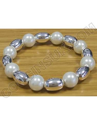 Ø10mm Faux Pearl (x8) & Silver (x8 oval)