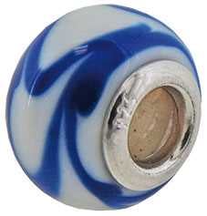 Blue and White Glass Bead