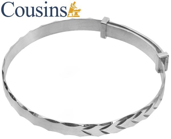 4mm (Silver) Diamond Cut Locking Expanding Bracelet Pattern 2