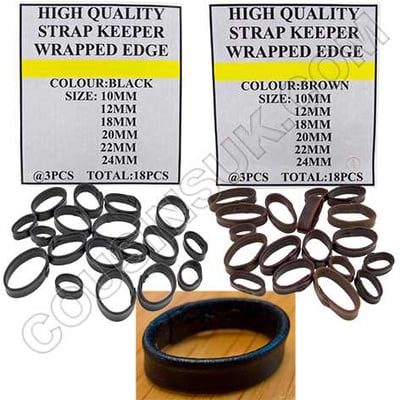 Leather Watch Strap Keepers (Wrapped Edge)