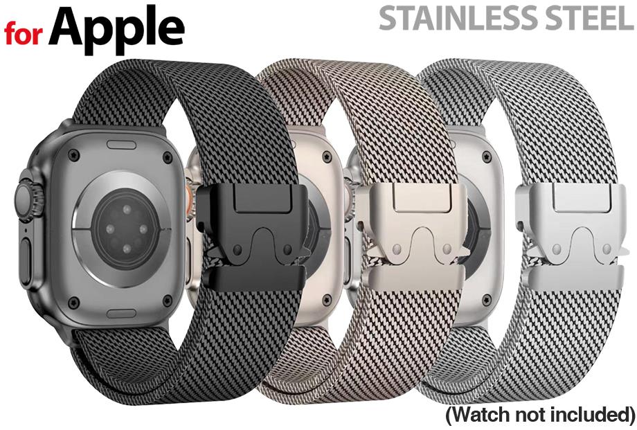 Stainless Steel, Milanese Parachute-Style Buckle