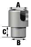 Tube A1, (A) Ø3.20, (B) Ø2.50, (C) 4.30mm