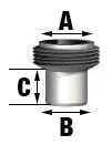 Tube K3, (A) Ø4.00 (B) Ø2.70, (C) 5.00mm