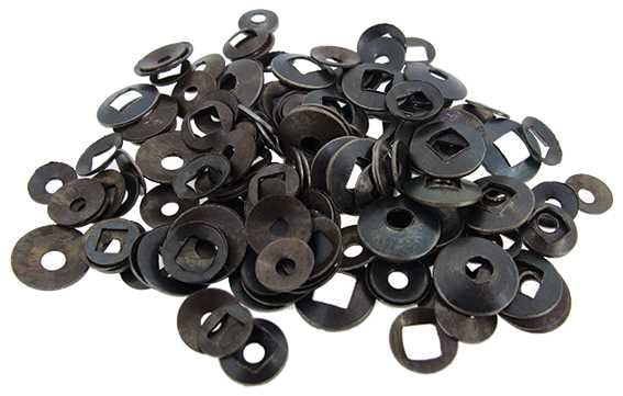Washers, Square & Round Hole, Black/Blue