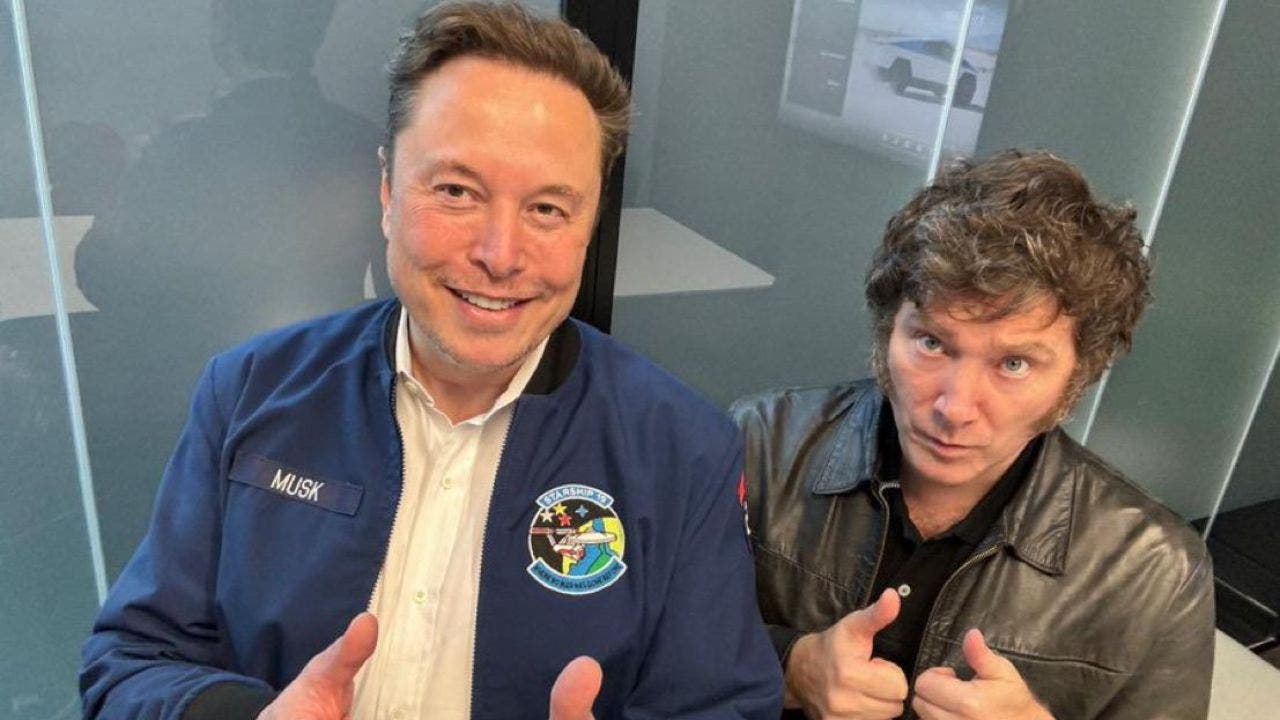 Argentine President Javier Milei meets with Elon Musk at Tesla headquarters