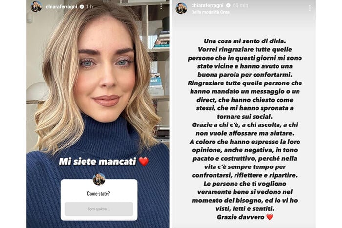 Chiara Ferragni torna sui social: Mi siete mancati – Notizie – SDI Online
