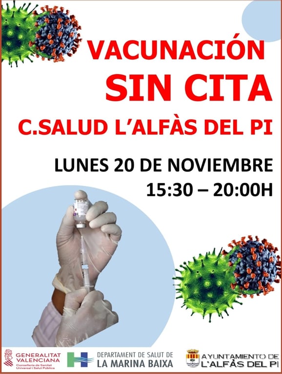 Photo of Jornada de vacunación sin cita previa de Covid y gripe el lunes en el Centro de Salud de lAlfàs