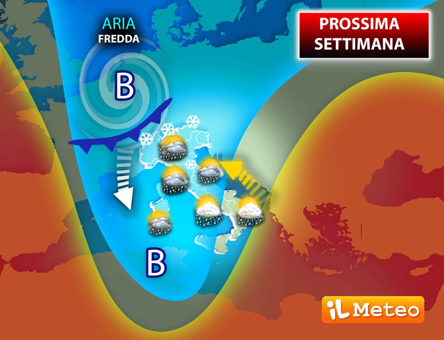 Previsioni Meteo: PROSSIMA SETTIMANA, un nuovo CICLONE metterà sotto torchio lItalia; i dettagli