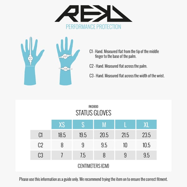 Rekd status gloves maattabel