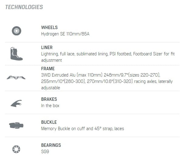 Specificaties Rollerblade Lightning 110
