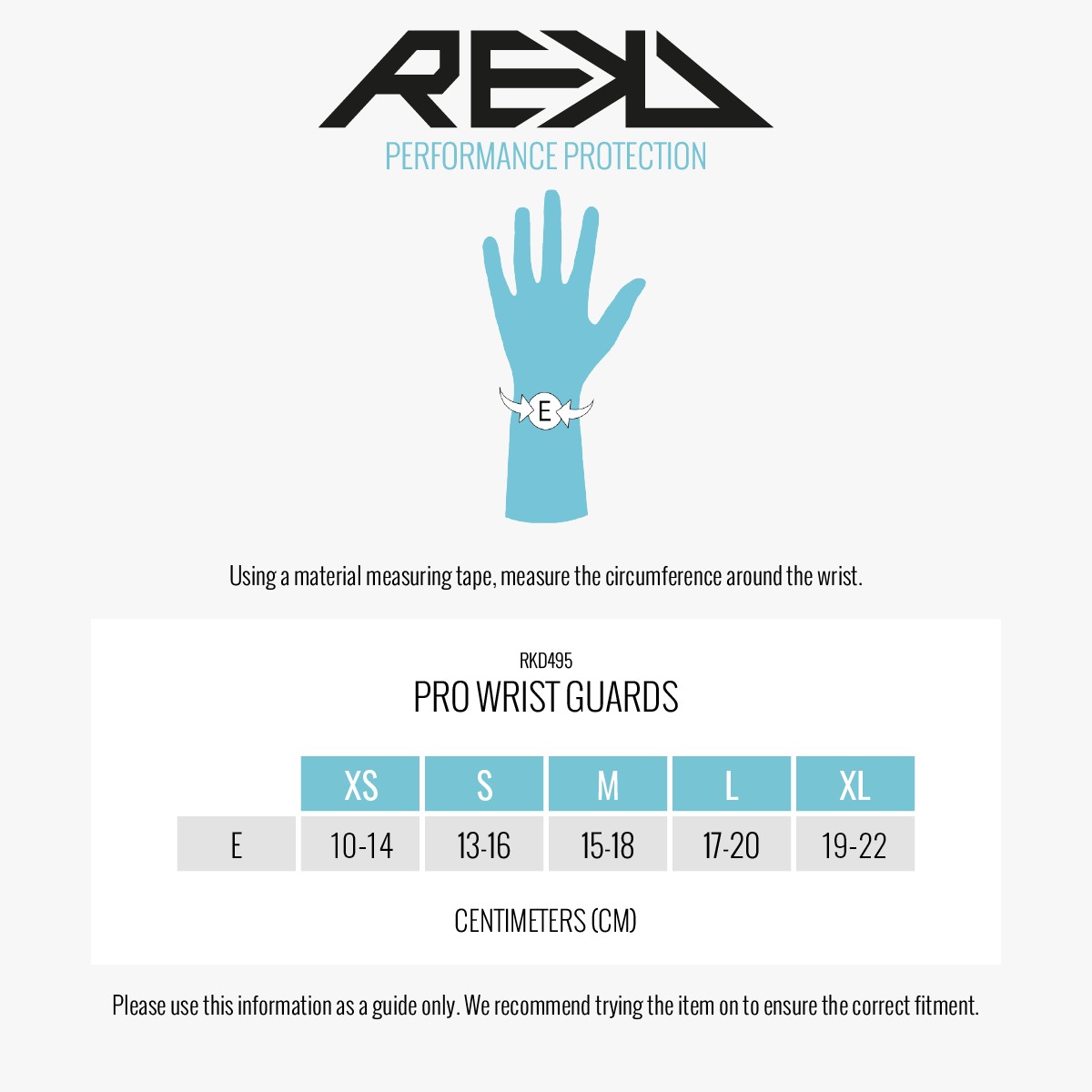 REKD - Pro Wrist Guards - Sizechart