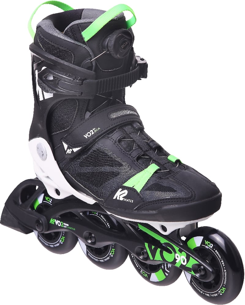 K2 VO2 90 BOA Black/White/Green - Fitness Tour Skates - 45