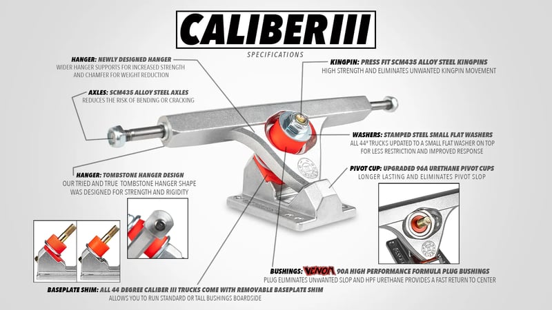 Caliber - III 184mm 50° Raked - Longboard Truck - Oxblood