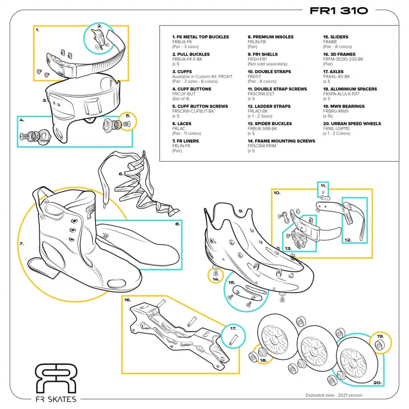 FR - FR1 310 Black Zwart - Free Skates - 45