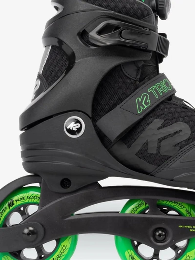K2 - Trio LT 100 Black/Green BOA - Tri Skates - 44.5