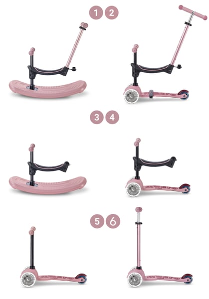 Micro Mini 6 in 1 Rock & Go led Pink - Meegroei Step 