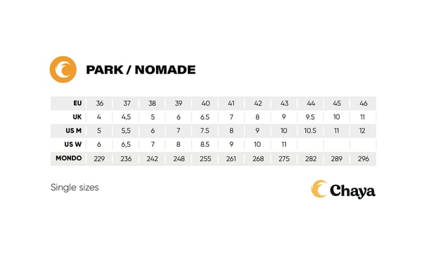 Chaya Nomade Size Chart