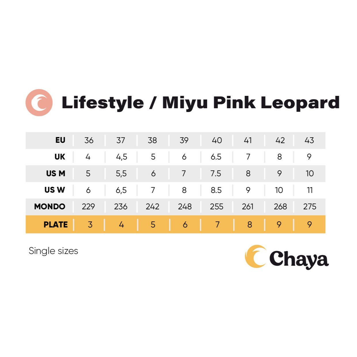 Chaya Melrose Elite Miyu Sizechart