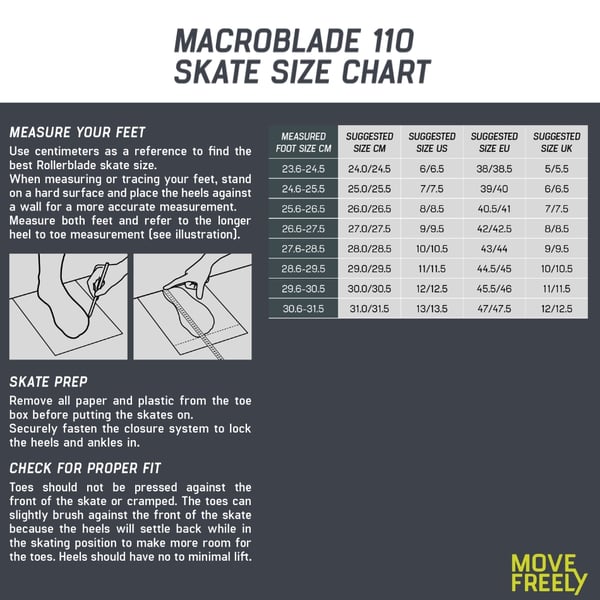 Rollerblade Macroblade 110 Size Chart