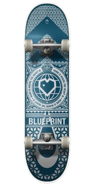 Blueprint Heart Blue 8.0"- Skateboard Complete 