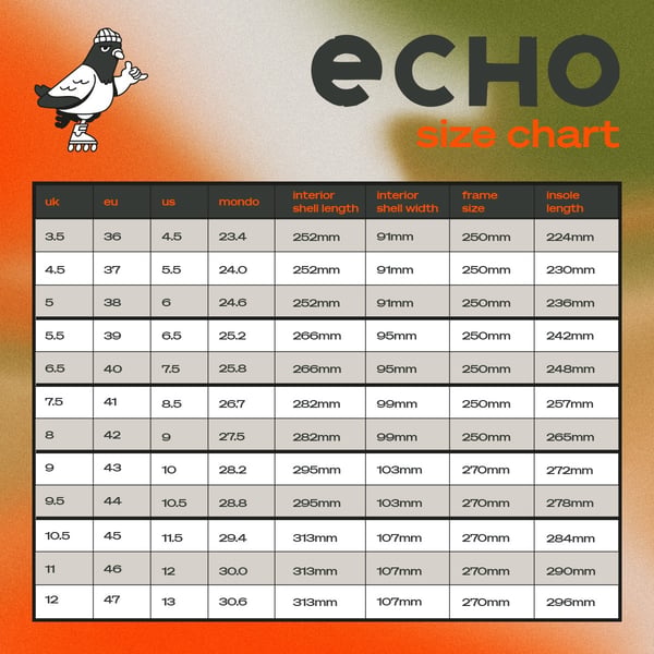 Maattabel echo Verve skates