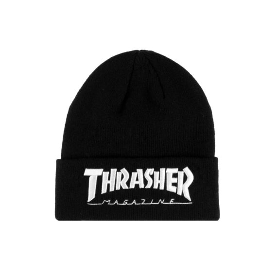Thrasher Logo Embroidered Beanie Zwart