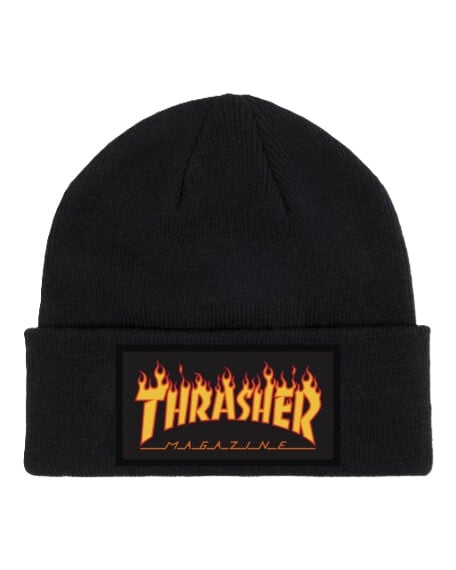 Thrasher Flame Patch Beanie Zwart