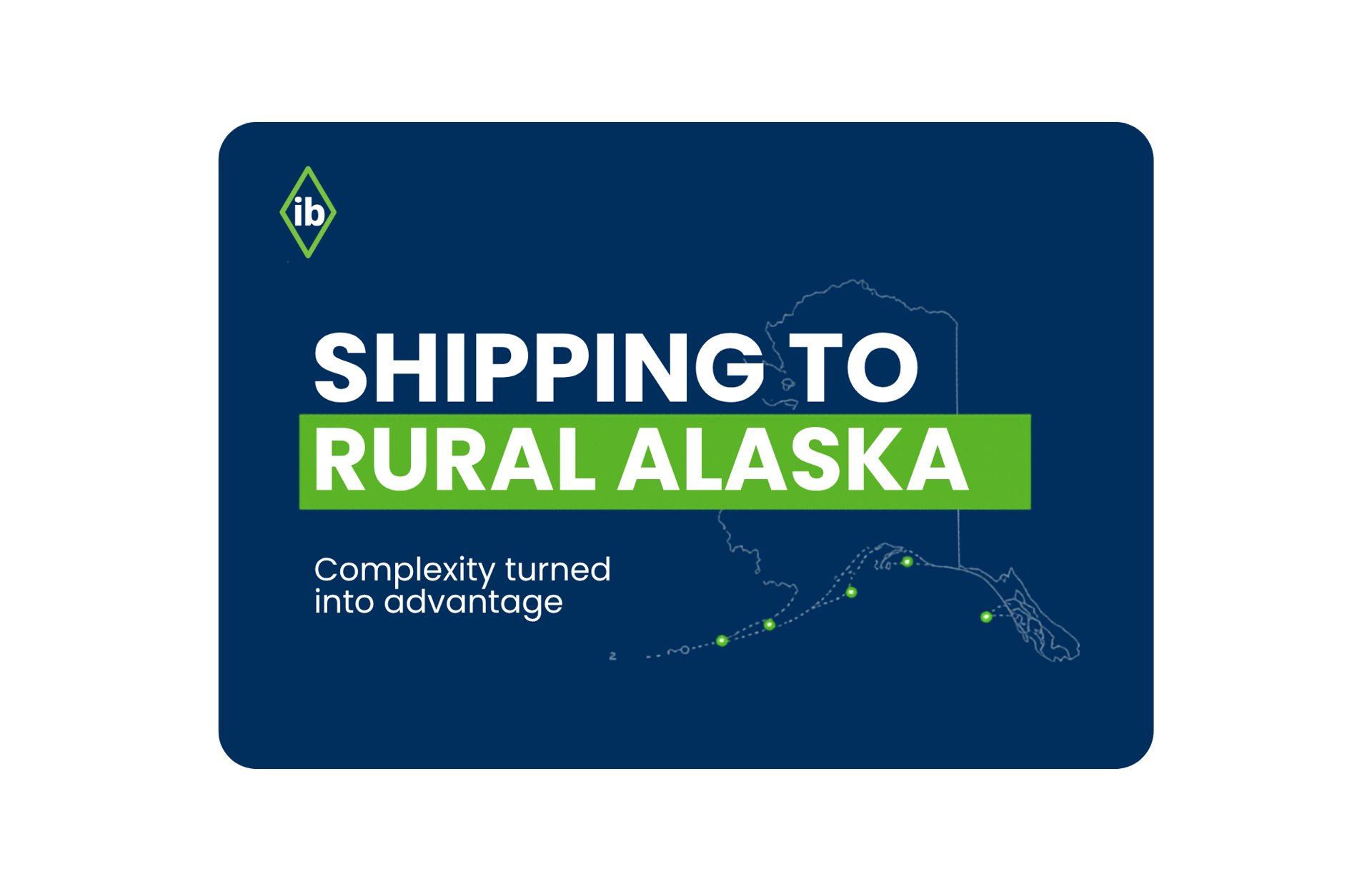 Shipping to rural Alaska graphic with an outline map of Alaska showing delivery routes reaching remote communities