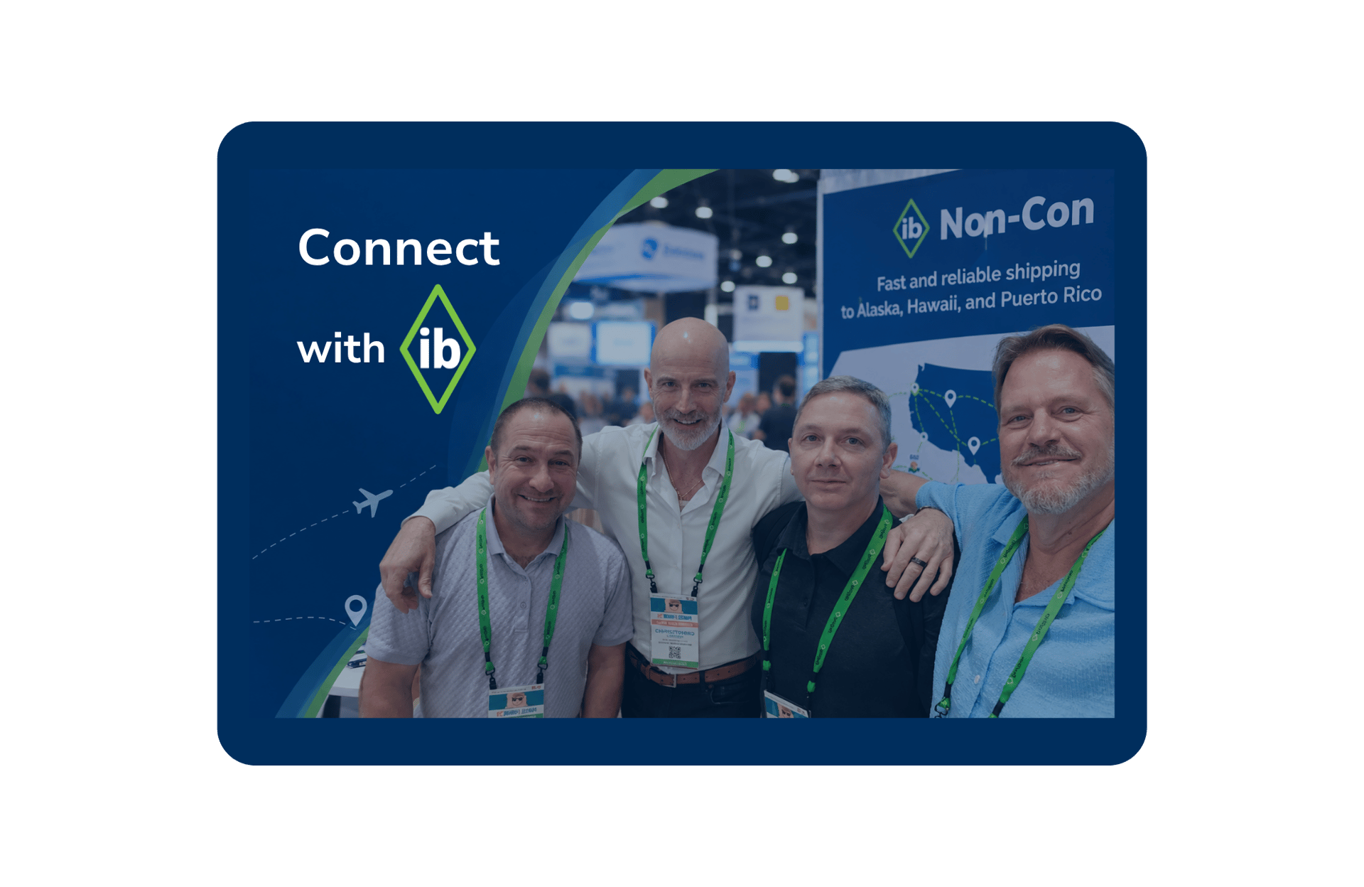 Four International Bridge team members at the IB Non-Con booth during PARCEL Forum 2026 in Orlando.