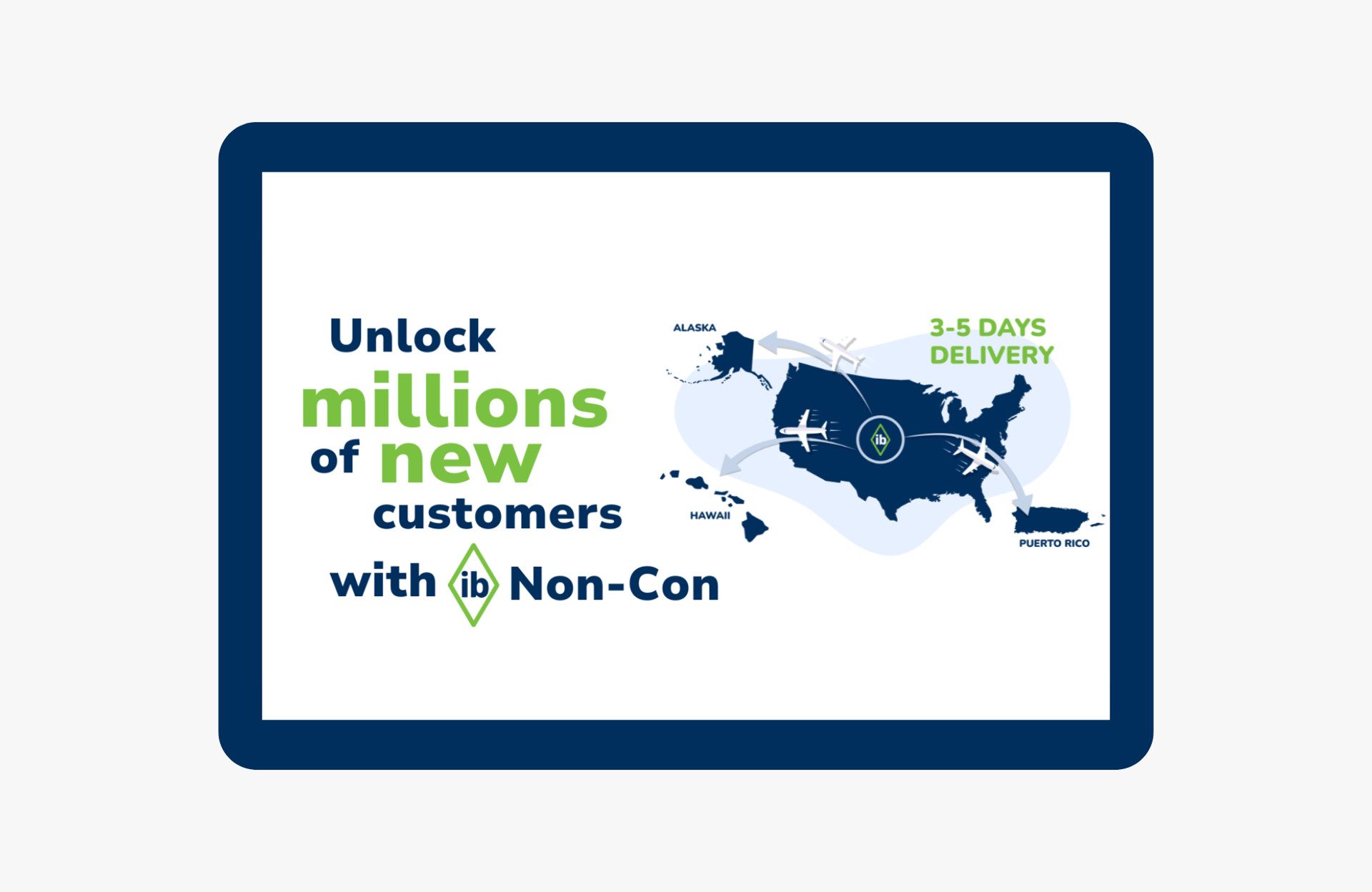 Non-Con shipping to Alaska, Hawaii, and Puerto Rico with IB – unlock millions of new e-commerce customers. Learn How IB protects your brand in complex shipping markets