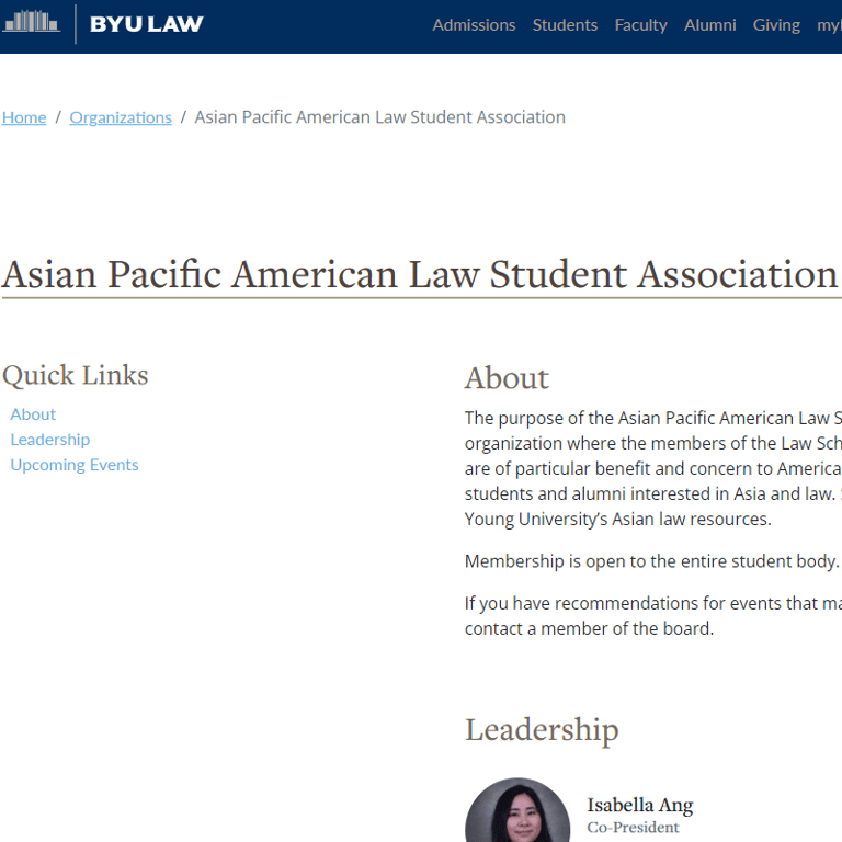 Asian Pacific American Law Student Association at BYU Law -  industry in Provo UT
