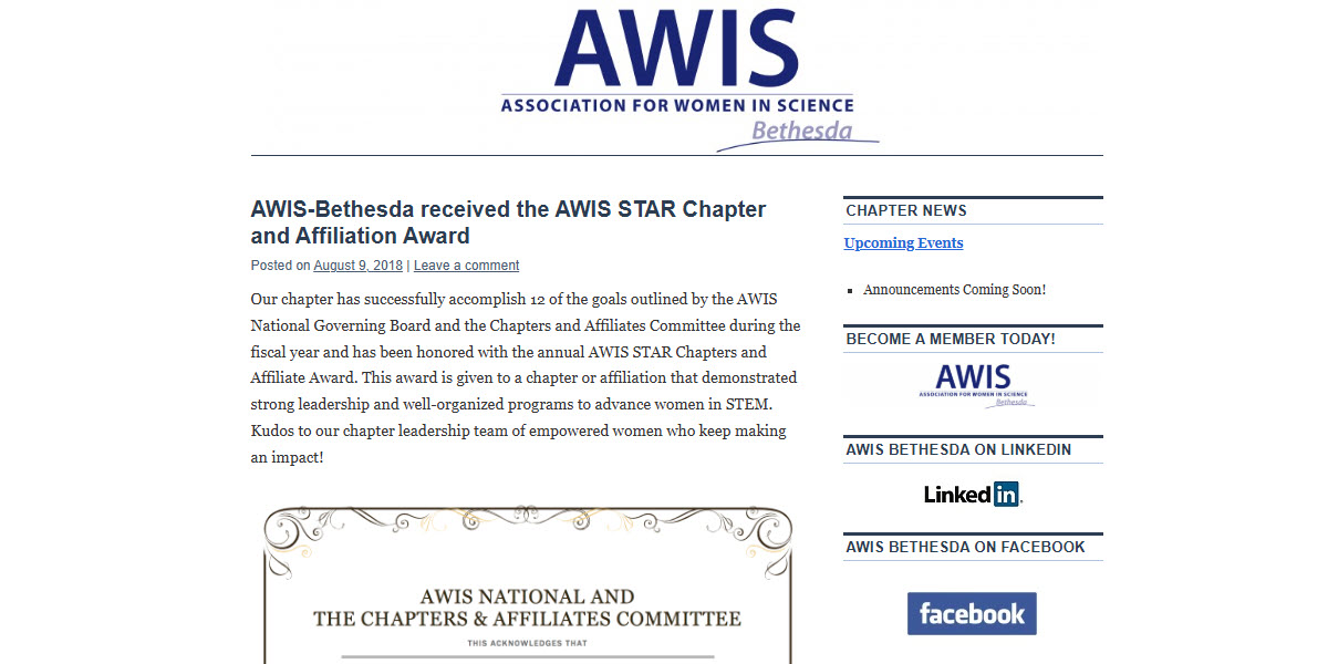 Association for Women in Science Bethesda Chapter -  industry in Bethesda MD