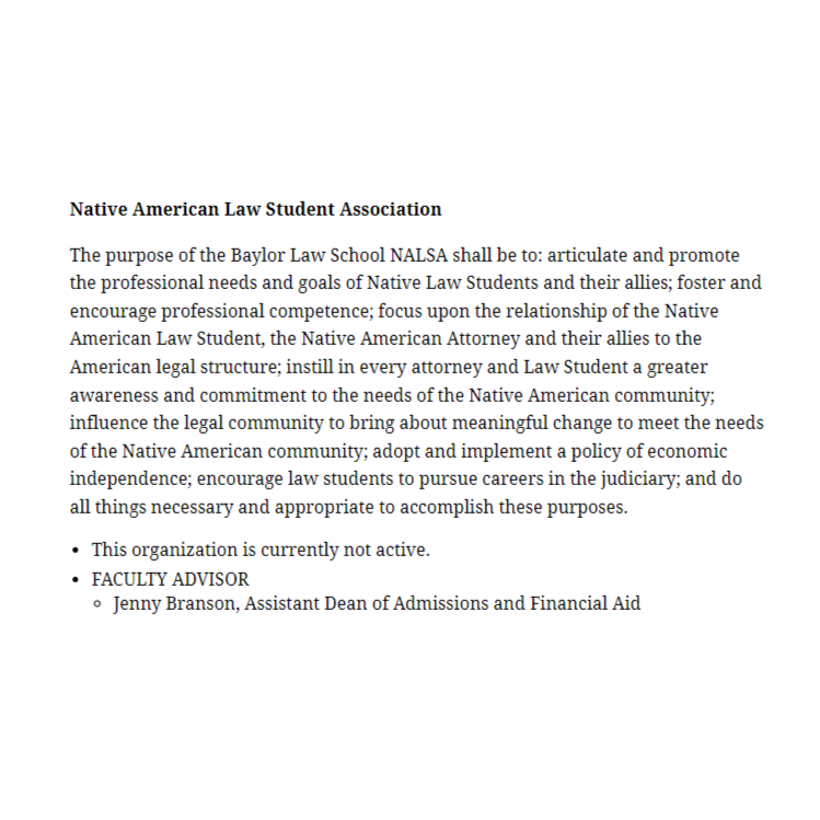 Baylor Native American Law Student Association