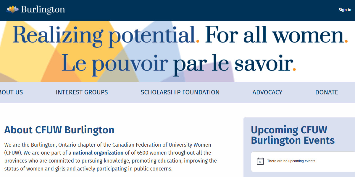 Canadian Federation of University Women Burlington -  industry in Burlington ON